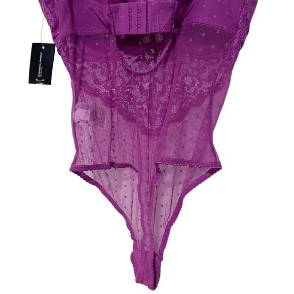 I.N.C. INTERNATIONAL CONCEPTS SHEER SWISS DOT CUPPED BODYSUIT PINK MEDIUM NEW! - Picture 7 of 11